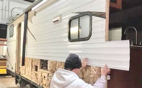 how to attach vinyl fabric to aluminum trailer wall|rv wall hanging ideas.